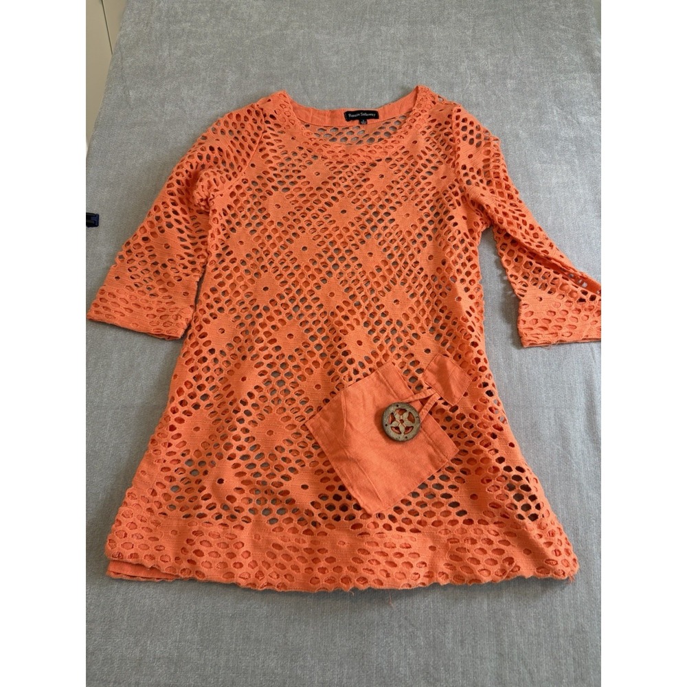 Ronnie Salloway Netted Orange Top